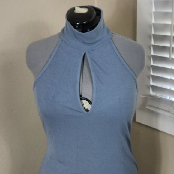 Wayf Mock Neck Midi Halter Dress Size XL Slate - Picture 2 of 13